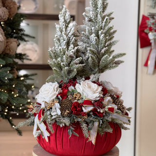 Árbol de Navidad Lena Flowers con base de terciopelo rojo Al. 70 cm