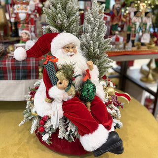 Fiori di Lena Pouf Centrotavola in Velluto con Babbo Natale