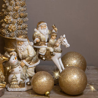 Bianchi Dino Decorazione Babbo Natale con Pupazzo di Neve H18.5 cm