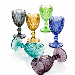 Brandani Set 6 Calici Diamante in Vetro