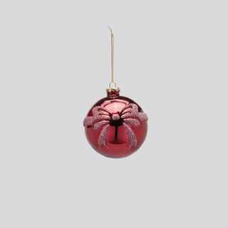 EDG Enzo De Gasperi Set mit 2 Weihnachtskugeln mit dunkelroter Schleife, D10 cm