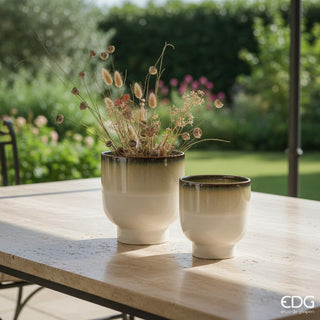EDG Enzo de Gasperi Set 2 Vasi Cachepot Nuance in Ceramica Marrone