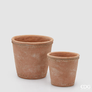 EDG Enzo De Gasperi Set 2 Vasi Treccia Svasati H18 cm in Cemento