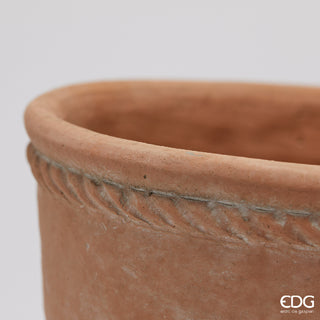 EDG Enzo De Gasperi Set 2 Vasi Treccia Svasati H18 cm in Cemento
