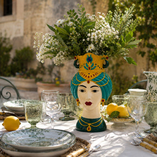 EDG Enzo De Gasperi Vaso Testa Siracusa H36 Cm in Ceramica Verde