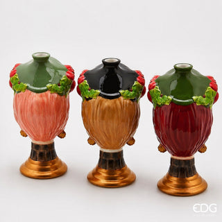 EDG Enzo De Gasperi Set 3 Vaso Testa Sicily Rosa H18 cm in Ceramica