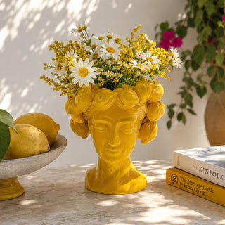 EDG Enzo De Gasperi Vaso Chakra Testa con Limoni H28 Cm In Ceramica