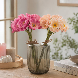 EDG Enzo De Gasperi Set 2 Boquet di Papavero x5 Con Foglie H34 Rosa e Fucsia