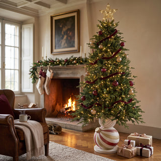 Andrea Bizzotto Base Albero Garnish Bianco Rosso e Oro H84 Cm