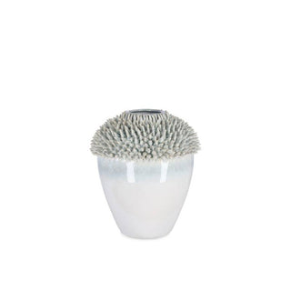 Andrea Bizzotto Iku White and Green Vase H31.5 cm in Ceramic 