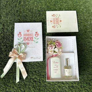 Fiori Di Lena Box Jar with Flowers + Perfume "Mamma è Amore" Fuchsia