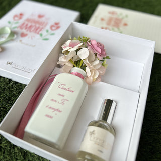 Fiori Di Lena Box Jar with Flowers + Perfume "Mamma è Amore" Fuchsia