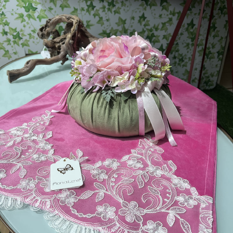 Runner Da Tavolo Con Frange Floreale - Rosa - 40x150 Cm - Tovaglia Da Pranzo Decorativa
