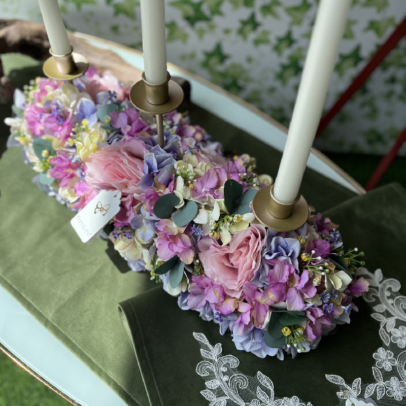 Piccola ghirlanda di fiori artificiali con anello per candele, anelli per candele, centrotavola, rose in plastica, per matrimoni, feste, decorazioni eleganti Piccola ghirlanda di fiori artificiali con anello per candele, anelli per candele, centrotavola, rose in plastica, per matrimoni, feste, decorazioni eleganti