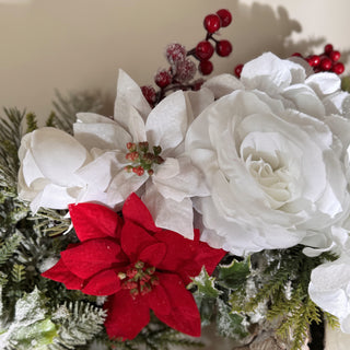 Fiori Di Lena Ghirlanda Fuoriporta Innevata con Pino, Stelle e Bacche