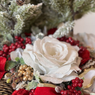 Árbol de Navidad Lena Flowers con base de terciopelo rojo Al. 70 cm