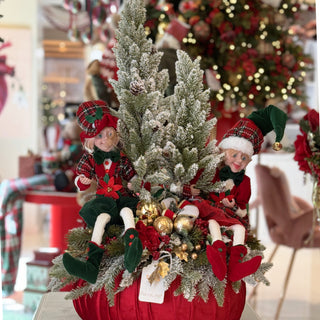 Árbol de Navidad Lena Flowers con base de terciopelo rojo Al. 70 cm