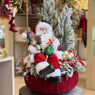 Fiori di Lena Pouf Centrotavola in Velluto con Babbo Natale