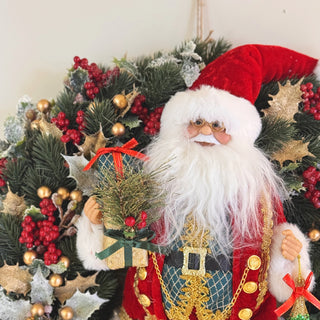 Fiori Di Lena Ghirlanda Fuoriporta con Babbo Natale, Bacche e Decori