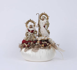 Fiori di Lena Pouf Medio con Natività e Decori Bordeaux 37x31