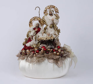 Fiori di Lena Pouf Grande con Natività e Decori Bordeaux 48x36