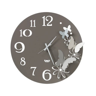 Arti e Mestieri Orologio Butterfly Flowers Piccolo Fango e Alluminio 45 cm