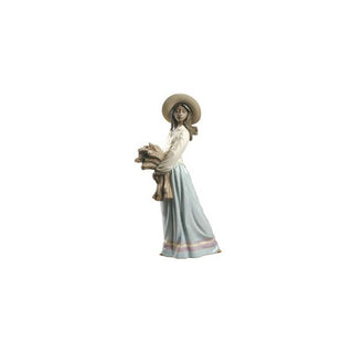 NAO Statuetta Porcellana Donna Con Grano Gres H40 cm