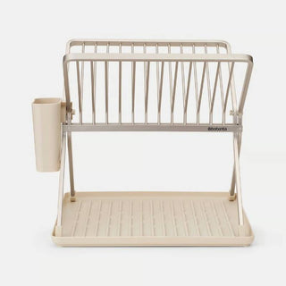Brabantia Scolapiatti Pieghevole con Vassoio Salvagoccia Soft Beige