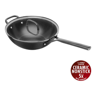 Zwilling Wok con Coperchio Milano 30 cm in Alluminio Nero