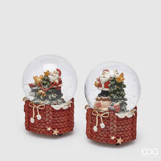 EDG Enzo De Gasperi Set 2 Carillon Sfera Acqua Babbo Natale H14,5 cm
