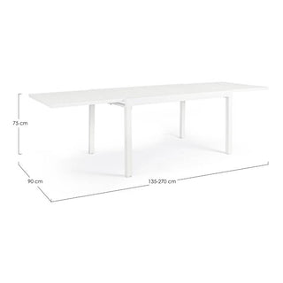 Andrea Bizzotto Tavolo Allungabile Pelagius Alluminio Bianco 135-270x90 cm