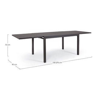 Andrea Bizzotto Tavolo Allungabile Pelagius Alluminio Antracite 135-270x90 cm