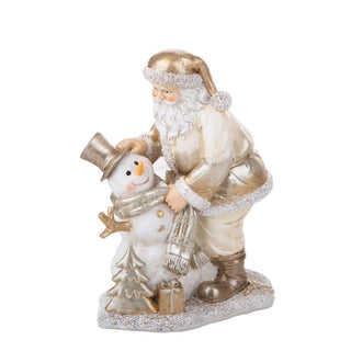 Bianchi Dino Decorazione Babbo Natale con Pupazzo di Neve H18.5 cm