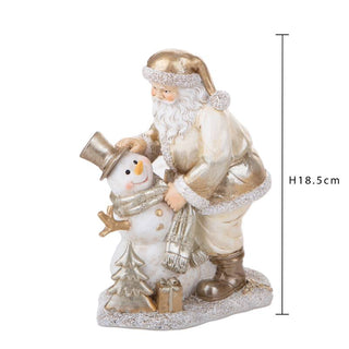 Bianchi Dino Decorazione Babbo Natale con Pupazzo di Neve H18.5 cm