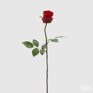 EDG Enzo De Gasperi Ramo Artificiale di Rosa Velvet con Foglie H60 cm
