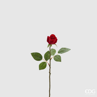 EDG Enzo De Gasperi Ramo Artificiale di Rosa Velvet con Foglie H45 cm