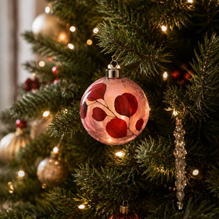 Hervit Palla di Natale Botanic D10 cm in Vetro Soffiato Rossa
