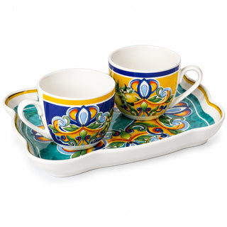 Brandani Tete a Tete Set 2 Tazzine con Vassoietto Citrus in Porcellana