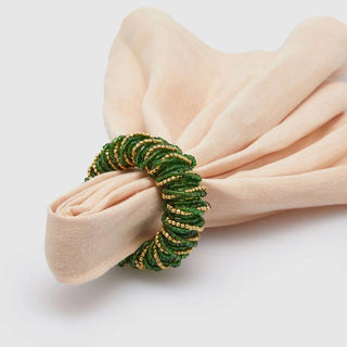 EDG Enzo De Gasperi Portatovagliolo Perline Rotondo D6 cm Verde Scuro