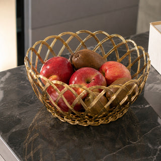 Bitossi Round Woven Basket D19 cm in Gold Metal