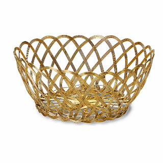 Bitossi Round Woven Basket D19 cm in Gold Metal