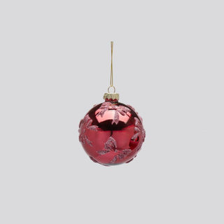 EDG Enzo De Gasperi 2er Set Weihnachtskugeln mit dunkelroter Schleife D8 cm