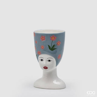 EDG Enzo De Gasperi Vaso Donna Busto con Fiori H29 cm in Ceramica