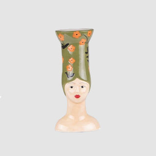 EDG Enzo De Gasperi Vaso Donna Busto con Fiori H39 cm in Ceramica