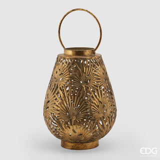 EDG Enzo De Gasperi Lanterna Foglie di Palma H42 Cm Oro