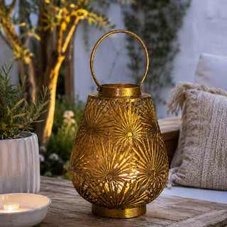 EDG Enzo De Gasperi Lanterna Foglie di Palma H42 Cm Oro