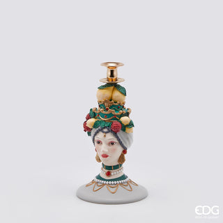 EDG Enzo De Gasperi Portacandela Sicilia H31 Cm in Resina