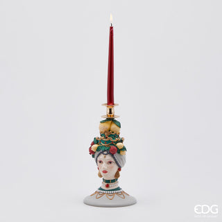 EDG Enzo De Gasperi Portacandela Sicilia H31 Cm in Resina