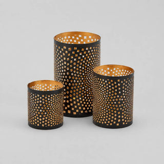 EDG Enzo De Gasperi Set 3 Lanterne Cilindro H20 cm Nero
