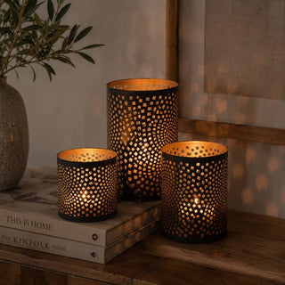 EDG Enzo De Gasperi Set 3 Lanterne Cilindro H20 cm Nero